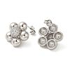Flower Rack Plating Brass Micro Pave Cubic Zirconia Stud Earrings for Women EJEW-O001-06P-2