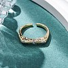 Brass Micro Pave Clear Cubic Zirconia Cuff Finger Rings for Women RJEW-C116-13G-3