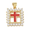 Religion Cross Brass Micro Pave Clear Cubic Zirconia Pendants CU-CBA83A6-03G-G03-1