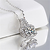 925 Sterling Silver Micro Pave Cubic Zirconia Square Pendant Necklace for Women VG9758-1