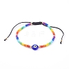 Rainbow Adjustable Nylon Cord Braided Bead Bracelets BJEW-JB06021-2