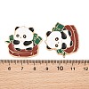 Panda with Bamboo Alloy Enamel Cabochons AL-CBA1A6F-06KCG-B-3