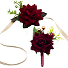 CRASPIRE 2Pcs 2 Style Rose Flower Silk Wrist and Flower Silk Brooch Sets AJEW-CP0004-58-1