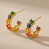 Colorful Cubic Zirconia Heart Wrap Sutd Earrings CHAK-PW0001-039G-5