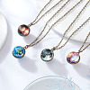 FIBLOOM 4Pcs 4 Style Luminous Glass Round Planet Pendant Necklaces Set NJEW-FI0001-02-7