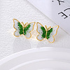 Butterfly Brass Stud Earrings EJEW-K308-05G-02-1