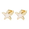 Brass Enamel Stud Earrings EJEW-B152-01G-05-4