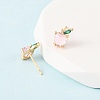 Brass Micro Pave Cubic Zirconia Apple Stud Earrings EJEW-L278-04G-3