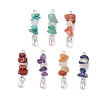 7Pcs Natural Quartz Crystal & Amethyst & Red Aventurine & Red Jasper & Red Agate & Green Aventurine & Lapis Lazuli & Synthetic Turquoise Chip Beaded Pendants PALLOY-JF03199-1