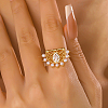 Hollow Brass Micro Pave Clear Cubic Zirconia Adjustable Rings NO7061-3