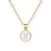 Alloy White Enamel Flat Round with Letter Pendant Necklaces FS-WG63565-25-1
