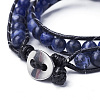 Natural Sodalite Round Bead Wrap Bracelets BJEW-JB04248-3