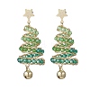 Brass Glass Dangle Stud Earrings EJEW-TA00738-2