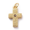 Cubic Zirconia Tiny Cross Charms KK-G363-03G-02-2