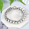 304 Stainless Steel Box Chain Bracelets for Women Men BJEW-F488-47P-1