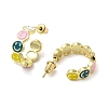 Smiling Face Golden Brass Stud Earrings EJEW-L268-016G-04-2