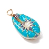 Printed Natural Cowrie Shell Pendants PALLOY-JF03991-4