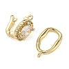 Oval Brass Micro Pave Clear Cubic Zirconia Fold Over Clasps KK-Z143-17G-2