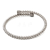 304 Stainless Steel Round Beaded Bangles for Women BJEW-D436-01P-4