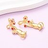 Bowknot with Cat Shape Brass Enamel Dangle Stud Earrings EJEW-F401-02G-4