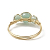 Natural Green Aventurine Round Braided Beaded Finger Ring RJEW-JR00550-05-5