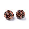 Painted Natural Wood Beads WOOD-S057-024E-2