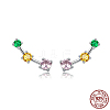 Rhodium Plated 925 Sterling Silver Cubic Zirconia Stud Earrings EJEW-FF0010-16P-1