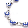 Enamel Heart with Evil Eye Link Chains Bracelet BJEW-P271-07P-04-2