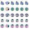 SUPERFINDINGS 30Pcs 5 Style Rainbow Color Alloy European Beads FIND-FH0003-54-1