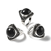 Natural Obsidian Adjustable Rings G-P560-03AS-13-4