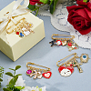 4Pcs 4 Styles Alloy Enamel & Lampwork & Glass Dog Heart Rabbit Charm Iron Kilt Pins JEWB-FH00046-4