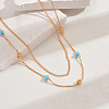 Fashionable Brass & Synthetic Turquoise Double Layer Necklaces for Women YE5870-3-2