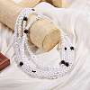 Baking Paint Pearlized Glass Pearl Round Beaded Long Necklaces NJEW-SW00066-02-4