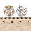 Flower Brass Micro Pave Cubic Zirconia Stud Earrings EJEW-M082-20P-5
