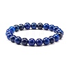 Natural Lapis Lazuli(Dyed) & Lava Rock Round Beads Stretch Bracelets Set BJEW-JB06982-03-3