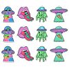 16Pcs 4 Styles Alien Theme Colorful Acrylic Pendants SACR-CJ0001-28-1