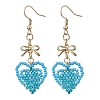 Handmade Glass Seed Beads Heart Dangle Earrings EJEW-MZ00577-3