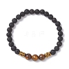 Natural & Synthetic Gemstone Round Beaded Stretch Bracelets for Men Women BJEW-JB12263-03-1
