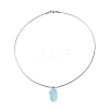 Natural Aquamarine Irregular Rough Nugget Pendant Necklace with 304 Stainless Steel Snake Chains NJEW-JN04021-6