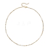 Natural Pearl Rice & 304 Stainless Steel Satellite Chain Paperclip Chain Necklaces for Women NJEW-JN05823-02-4