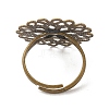 Adjustable Brass Filigree Ring Components KK-G233-M04-3