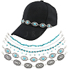 2 Sets 2 Styles Synthetic Turquoise Chips & Plastic Imitation Pearl Beads Hat Chain AJEW-CN0004-03-1
