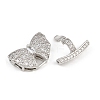 Brass Micro Pave Clear Cubic Zirconia Fold Over Clasps KK-C075-38P-2