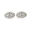 Flower Brass Micro Pave Clear Cubic Zirconia Bead Caps KK-V008-33P-2