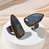 Natural Labradorite Adjustable Cuff Open Rings RJEW-K269-13R-2