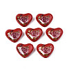 Flower Printed Opaque Acrylic Heart Beads SACR-S305-28-I03-1