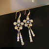 Flower Alloy Crystal Rhinestone Tassel Dangle Earrings FS-WG038B8-01-2