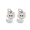 Brass Micro Pave Clear Cubic Zirconia Charms ZIRC-C020-38P-1