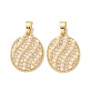 Oval Brass Micro Pave Clear Cubic Zirconia Pendants KK-G406-29G-1