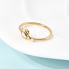 304 Stainless Steel & Natural Shell & Imitation Pearl Cuff Rings for Women RJEW-G372-01G-02-3